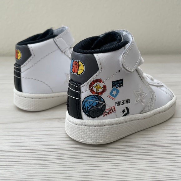 Converse Baby Jump Ball Pro Leather High Top Sneakers Toddler Infant Boy 4 White - Picture 3 of 10